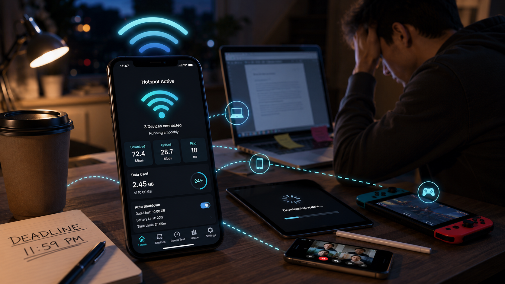 Your Router Died Mid-Deadline? Here's How a Phone Hotspot App Actually Saves You